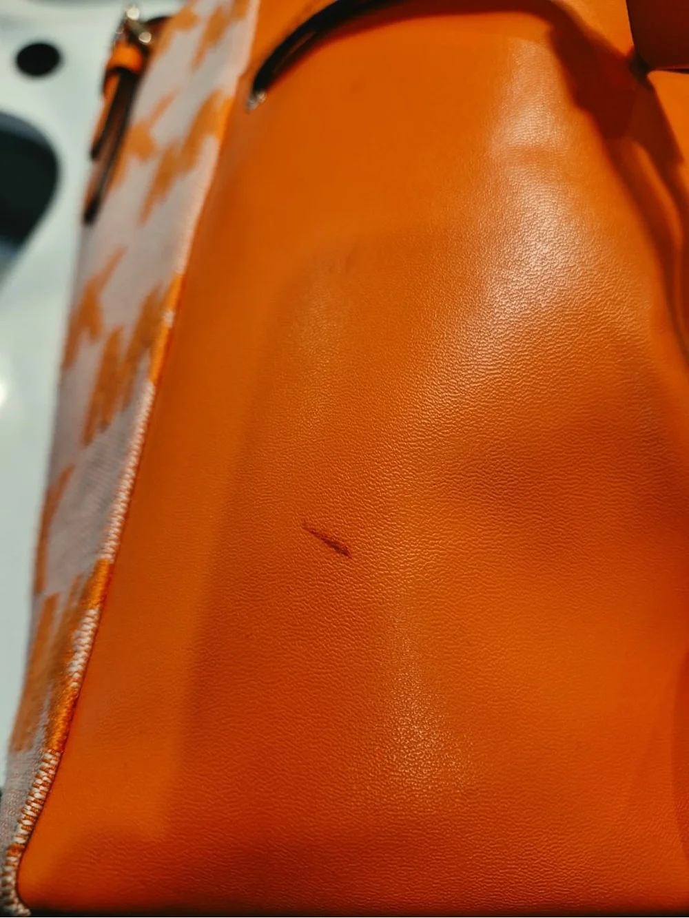 MICHAEL KORS Orange MK Logo Canvas Tote with Leather Trim